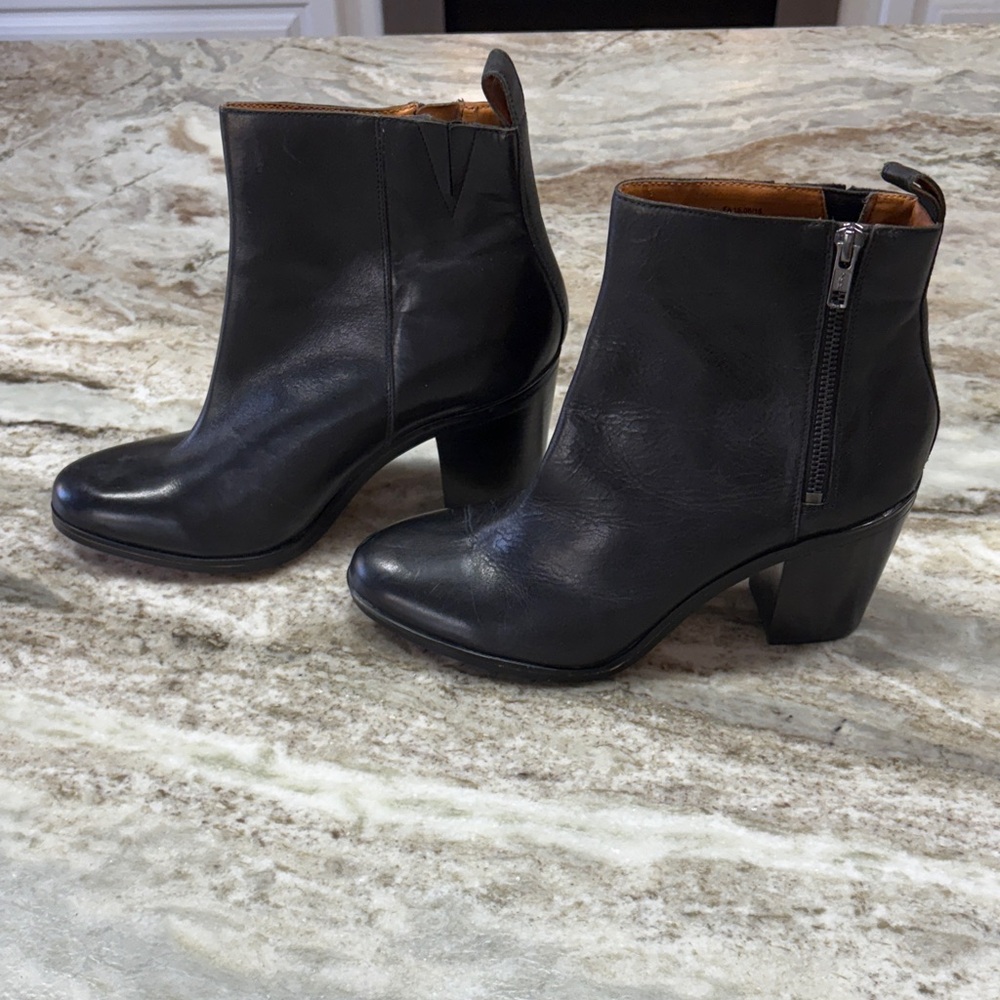 Black Leather Ankle Boots